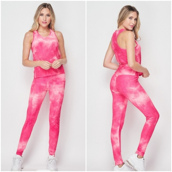 💥Tie Dye Brazilian Racerback 2 pc Tank Leggings - Picture 1 of 3